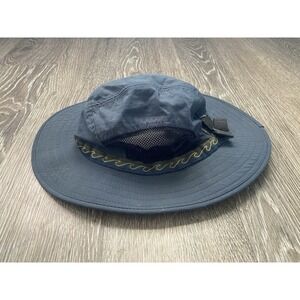 REI Kids Hat Outdoor Fishing Wide Brim Size M/ L Navy Venting Chin Strap
